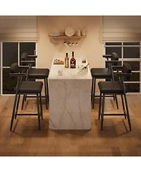 gaomon Bar Stools Set of 2, 26.5 in Upholstered Counter Height Bar Stools for 2 with Armrest, Wider Thickened Cushion, Bar Chairs with Backrest, Black