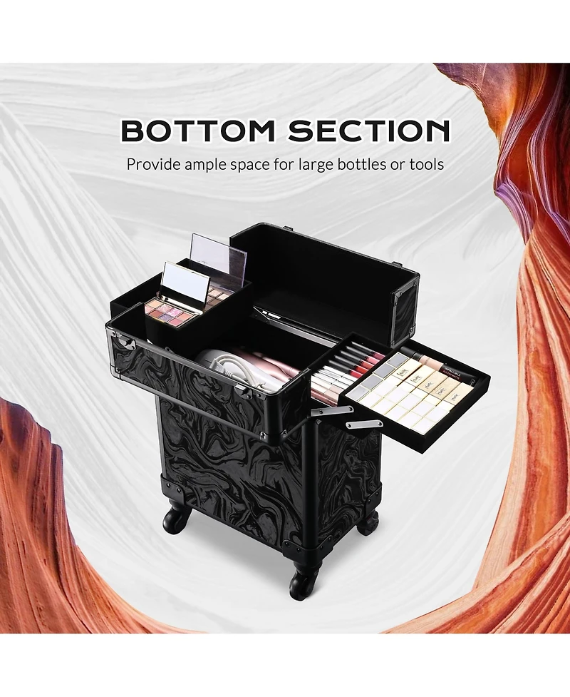 Byootique 2-Piece Makeup Train Case Cosmetic Organizer Kit