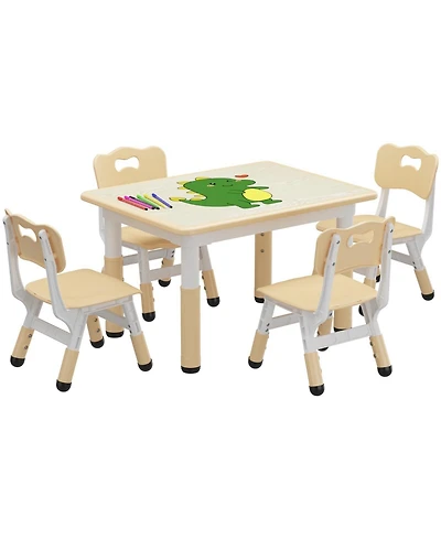 gaomon Adjustable Kids Table & 4 Ergonomic Chairs Set, Multi-Activity Graffiti Desktop, Non-Slip, Ages 2-8, Home