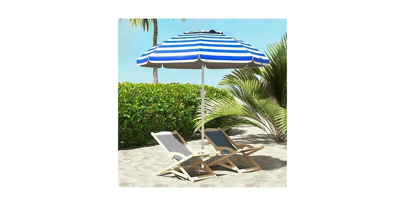 Flynama One 10ft Outdoor Market Patio Umbrella with 8 Sturdy Ribs, Tilt/Crank Push Button for Garden, Deck, Backyard and Pool