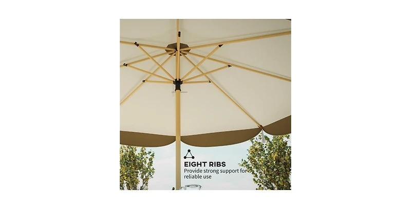 Flynama One Simple Deluxe 9ft Outdoor Market Table Patio Umbrella with Button Tilt, Crank and 8 Sturdy Ribs for Garden, Red