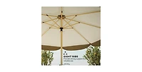 Flynama One Simple Deluxe 9ft Outdoor Market Table Patio Umbrella with Button Tilt, Crank and 8 Sturdy Ribs for Garden, Red
