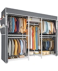 Raybee Clothing Rack with Cover Heavy Duty Clothes Rack with Shelves,Portable, Adjustable,Metal,Max Load 900lbs