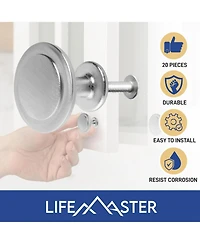 Lifemaster 30pcs 1-1/4″ Brushed Nickel Cabinet Rust-Proof Zinc Alloy, Modern Design with Short & Adjustable Screws for Dressers, Drawers, Cabin