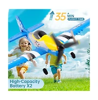 Bruce & Shark 2.4G 3-Channel Rc Plane with Auto-Stable 6-Axis & Durable Epp, Includes 2 Batteries