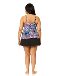 Island Escape Plus Size V Neck Monterey Tankini Top Skirt