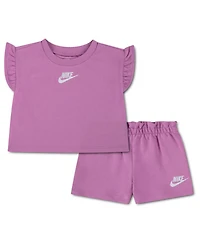 Nike Baby Girls French Terry T-Shirt & Shorts, 2 Piece Set