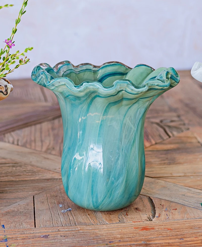 Vietri Onda 32 oz. Glass Small Tulip Vase