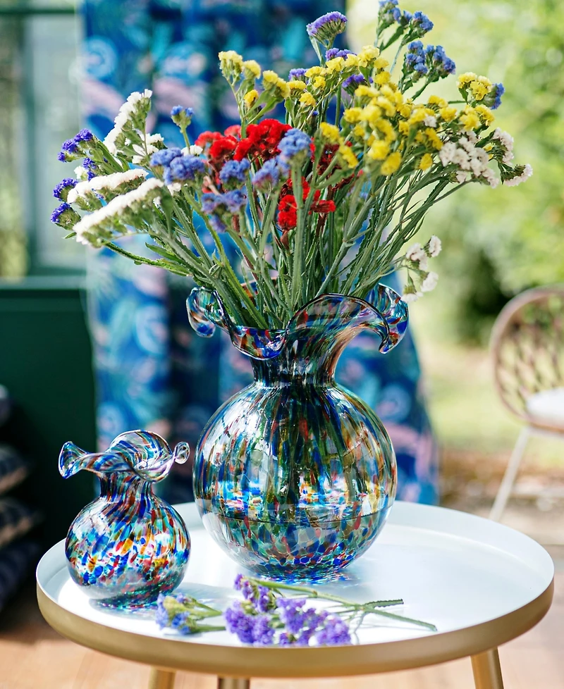 Vietri Hibiscus 96 oz. Glass Carnevale Medium Fluted Vase