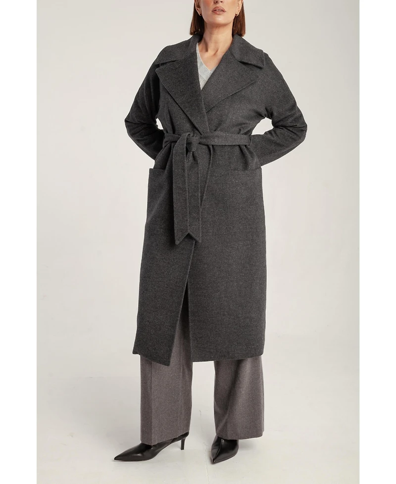 1982 Women's Pure Cashmere Wrap Belted Midi Coat