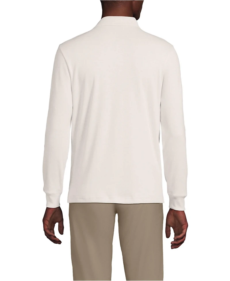 Lands' End Men's Long Sleeve Cotton Supima Polo Shirt with Pocket