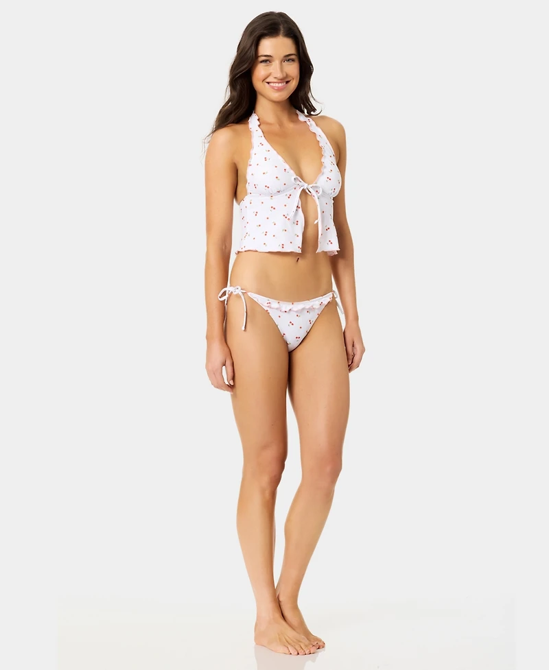 California Waves Women's Mini Cherry Lettuce Edge Flyaway Tankini Top
