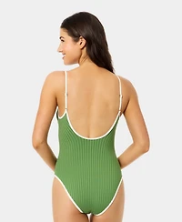 California Waves Women's Wide Rib High-Leg One-Piece Swimsuit