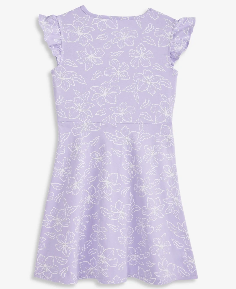 Epic Threads Girls' 5-20 Cotton Hibiscus-Print Flutter-Sleeve Dress, Macy's Exclusive