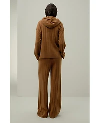 Lilysilk Women's Ribbed Hooded Knit Top