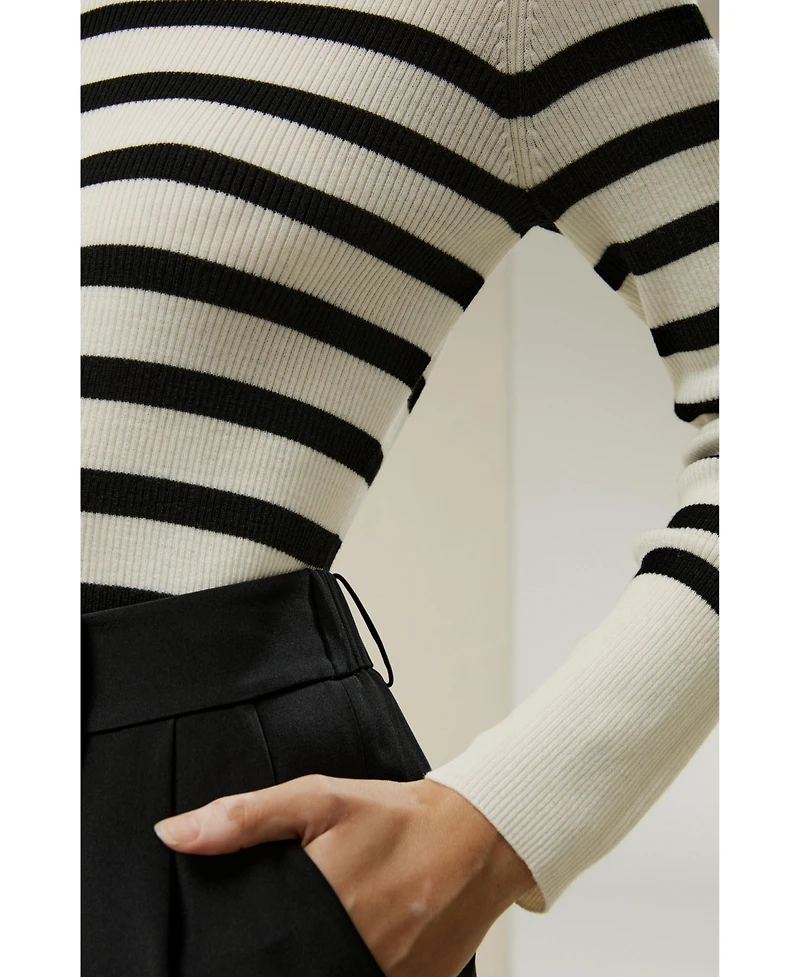 Lilysilk Women's Striped Ultra-fine Merino Wool Sweater