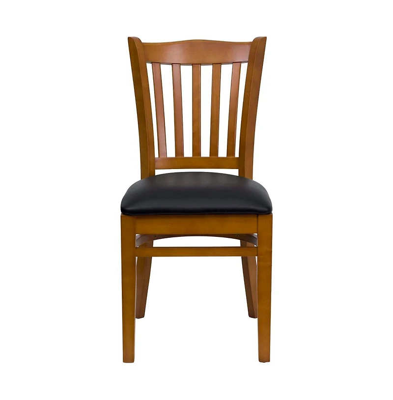 Emma+Oliver 2 Pack Vertical Slat Back Wooden Restaurant Chair