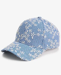 On 34th Floral Embroidered Gingham Baseball Cap, Macy's Exclusive