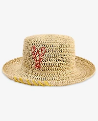 On 34th Icon Embroidered Crochet Straw Bucket Hat, Macy's Exclusive
