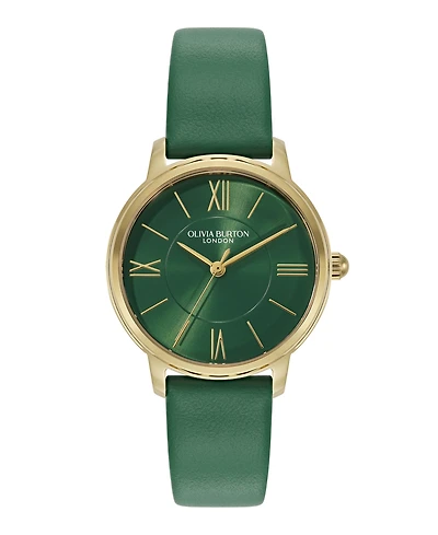 Olivia Burton Women's Westbourne Green Leather Strap Watch, 30mm