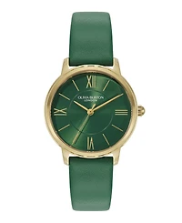 Olivia Burton Women's Westbourne Green Leather Strap Watch, 30mm