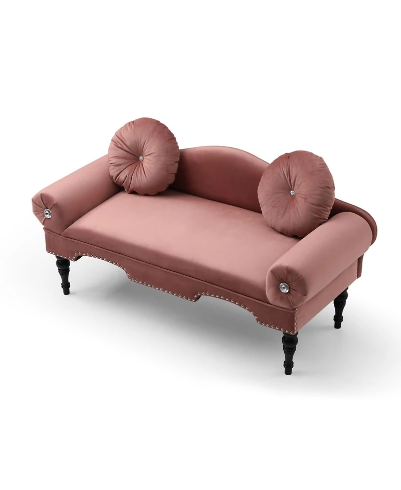 Streamdale Furniture Modern Velvet Loveseat with Nailhead Trim & 2 Pillows