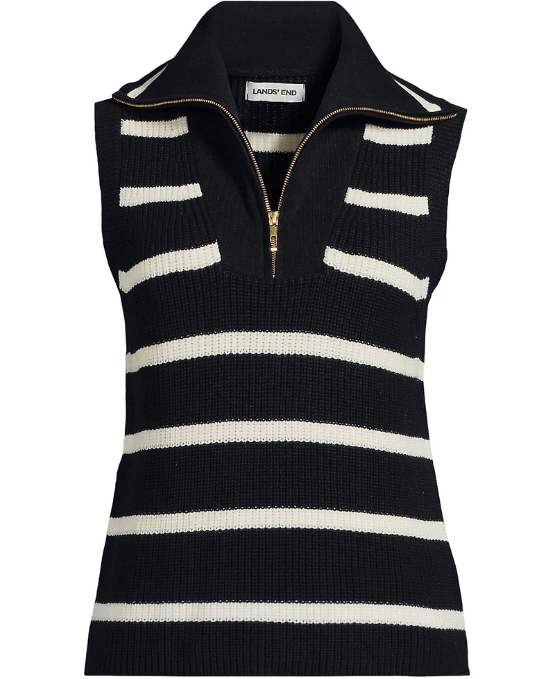 Lands' End Women's Drifter Quarter Zip Vest Sweater