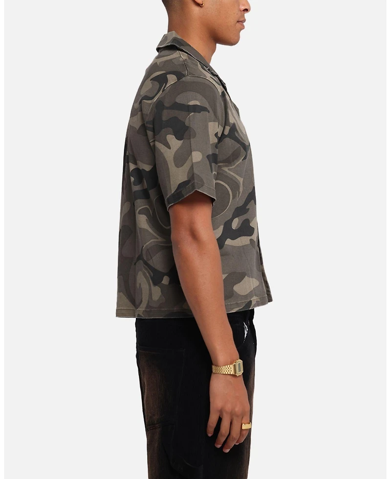 Xxiii Men's Washed Camo Button Up Shirt