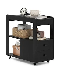 sumyeg 2-Drawer Sofa Side Table with Shelves for Living Room