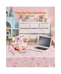 Slickblue Ice Cream Cart for Kids, 27 Pcs Accessories, Pretend Play Store with Storage Trolley with Pretend Money