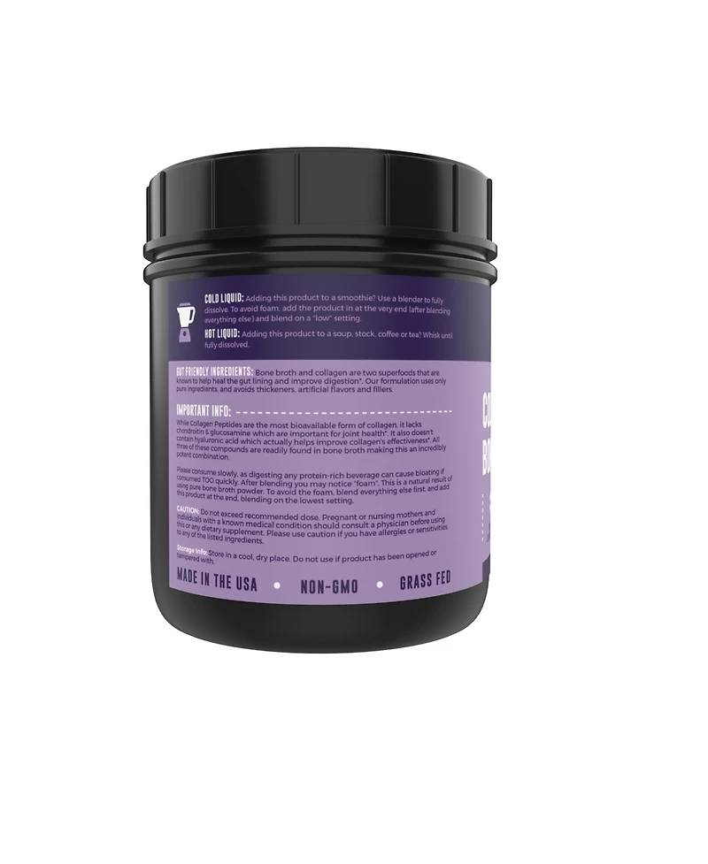 Left Coast Collagen Peptides + Bone Broth Powder, Unflavored, 16oz