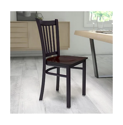 Emma+Oliver Vertical Back Metal Restaurant Dining Chair
