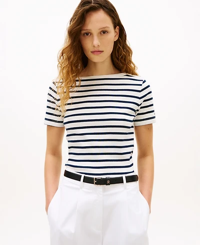Tommy Hilfiger Women's Ribbed Boxy Crewneck T-Shirt