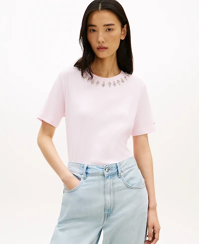 Tommy Hilfiger Women's Ribbed Bling T-Shirt