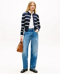 Tommy Hilfiger Women's Monogram Script Striped Cardigan