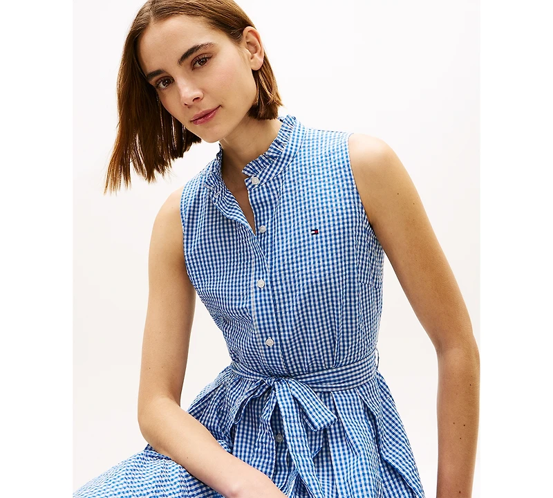 Tommy Hilfiger Women's Sleeveless Collared Frill Dress
