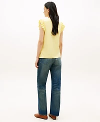 Tommy Hilfiger Women's Frill-Sleeve Crewneck Top
