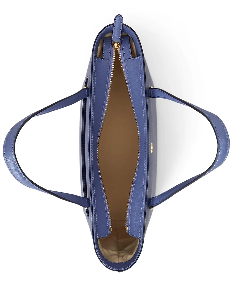 Lauren Ralph Crosshatch Leather Medium Karly Shopper Tote