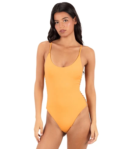 Hurley Juniors' Solid Cutout One-Piece Swimsuit