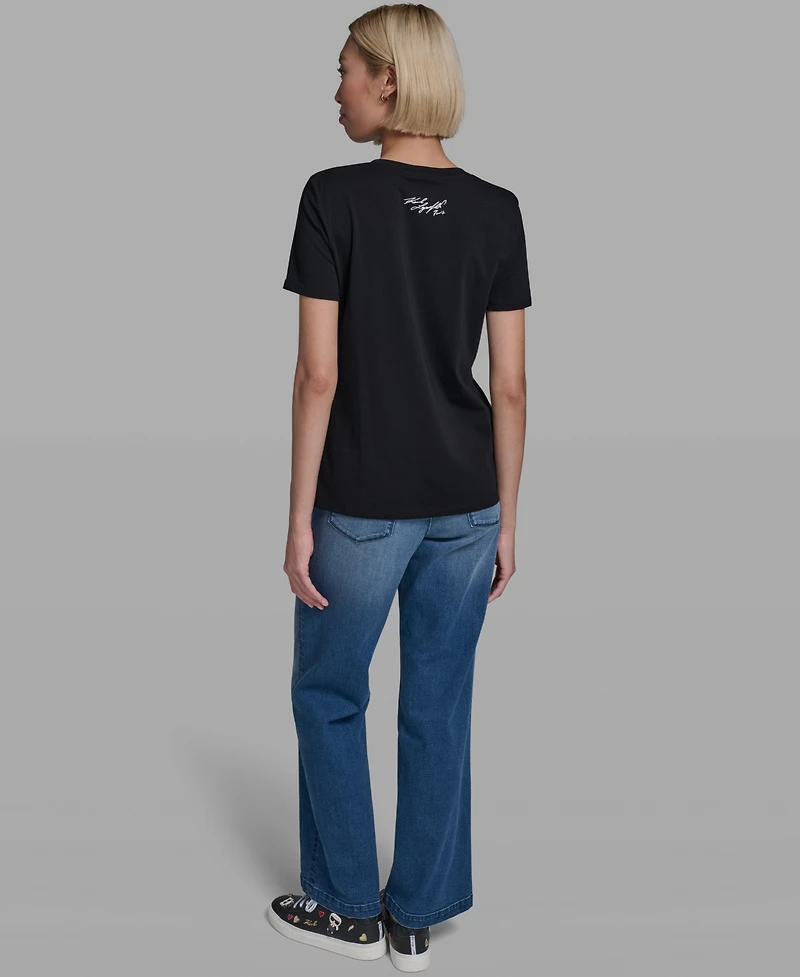 Karl Lagerfeld Paris Women's Crewneck Eiffel Tower T-Shirt