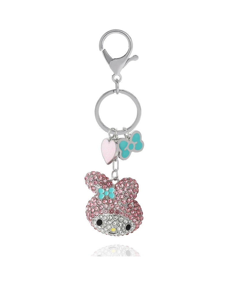 Hello Kitty Sanrio My Melody Crystal Keychain with Heart & Bow Charms