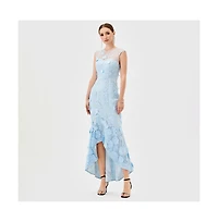 Bariano Women's Freyja Cap Sleeve Hi Lo Midi