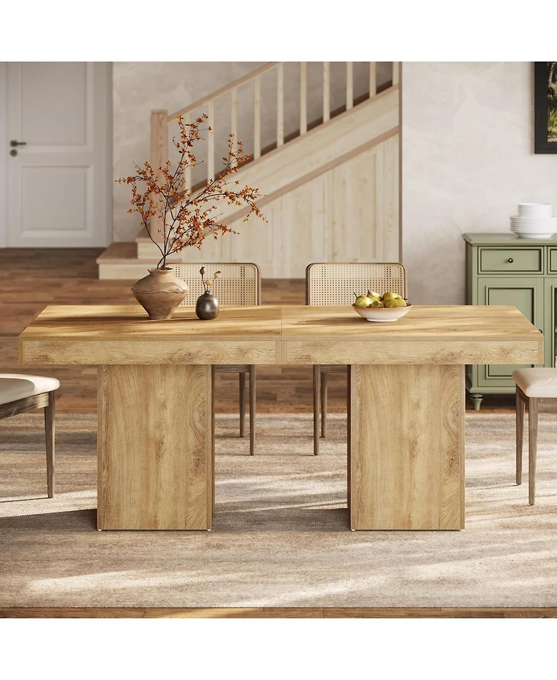 Tribesigns 39-Inch Square Dining Table for 4, Farmhouse Small Kitchen Dinner Eating Table with Sturdy Pedestal Base