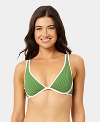 California Waves Women's Wide Rib Bound Plunge Underwire Swim Top