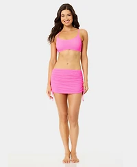 California Waves Women's Solid Popcorn Scrunch Side-Tie Swim Skirt