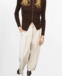 Mango Women's Zipper Pleated Pants