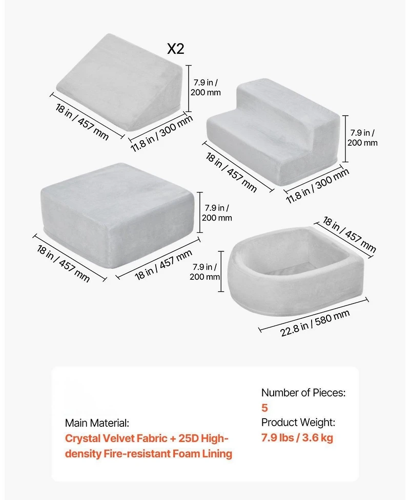 Mecale Foam Climbing Blocks, 5-Piece Set w/ Ball Pit (Balls Not Included), Indoor Climb & Crawl Playset, 6M-3Y