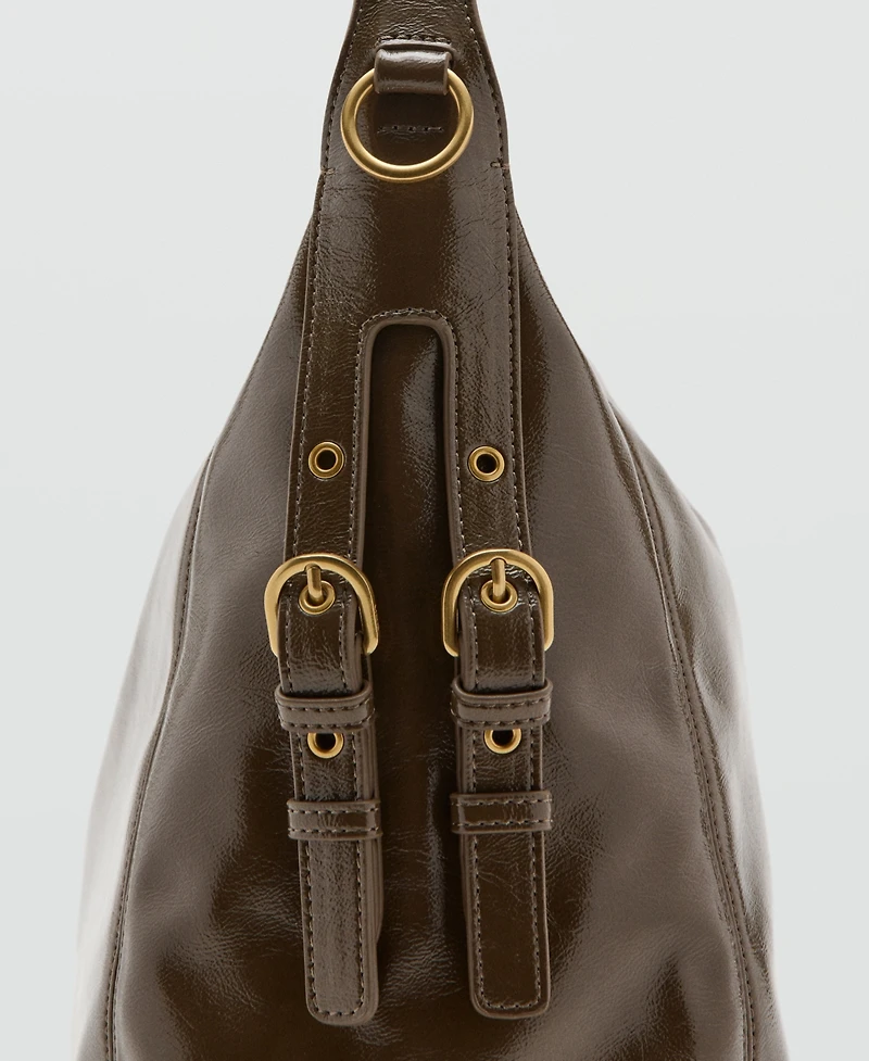 Mango Women's Buckles Detail Shoulder Bag