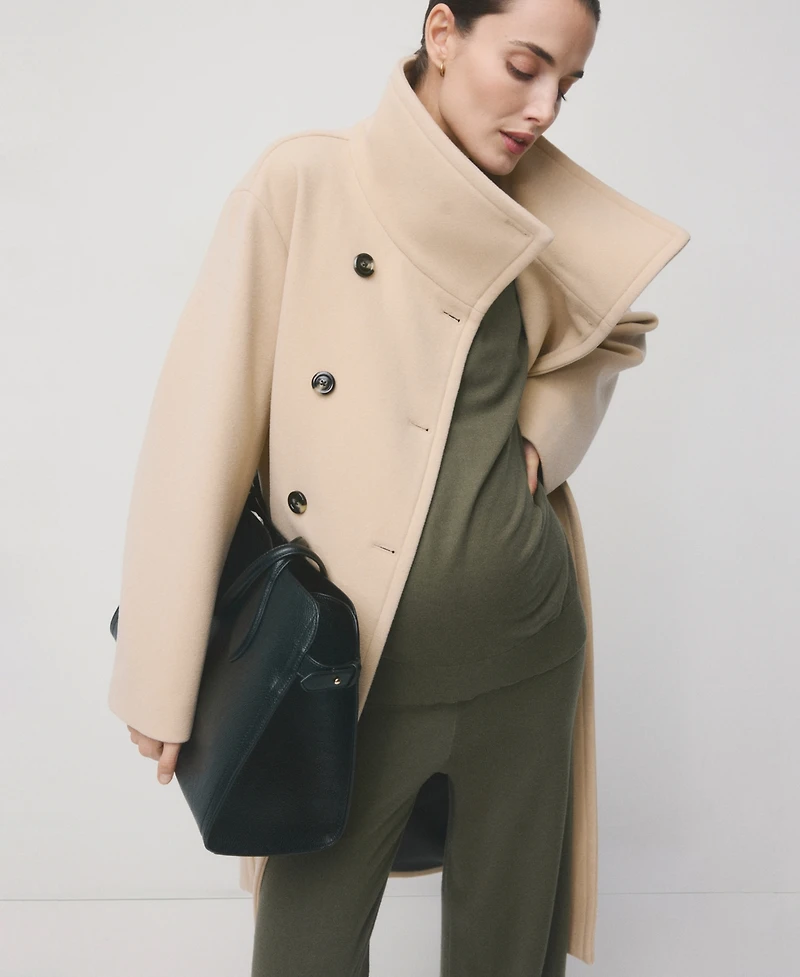 Mango Women's Maternity Gathered Perkins-Neck Sweater