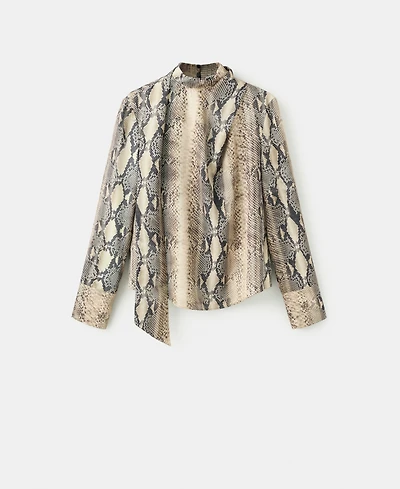 Mango Women's Scarf Animal-Print Blouse